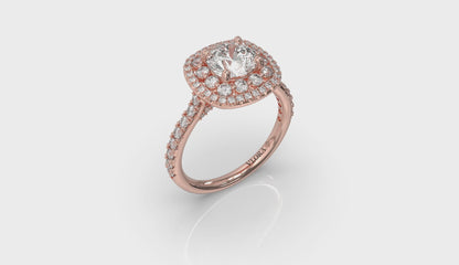 Double Euro Halo Round Engagement Ring