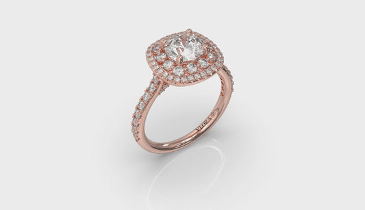 Double Euro Halo Round Engagement Ring