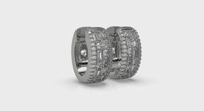 Diamond Baguette Multi Row Huggie Earrings