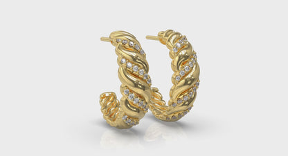 Diamond Pavé Twisted Hoop Earrings