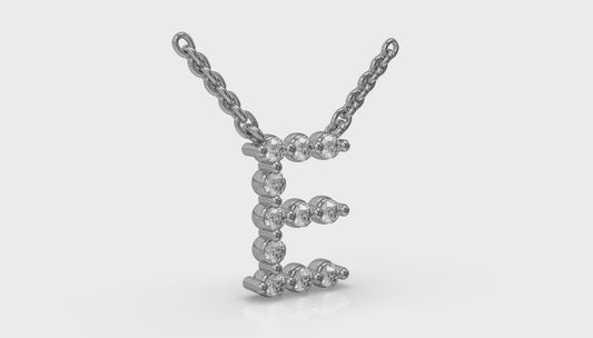 Diamond Alphabet Pendant Necklace, E