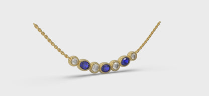 Diamond and Sapphire Rounded Bezel Pendant