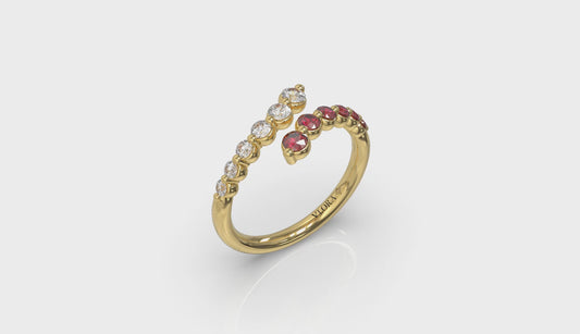 Diamond and Ruby Open Wrap Ring