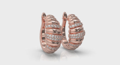 Diamond Pavé Spiral Huggie Earrings