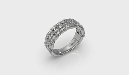 Diamond Baguette Three Row Ring