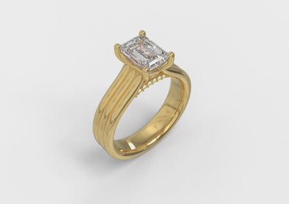 Matching Band for Fluted Emerald Cut Engagement Ring