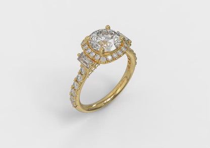 Harmony Trio Halo Engagement Ring