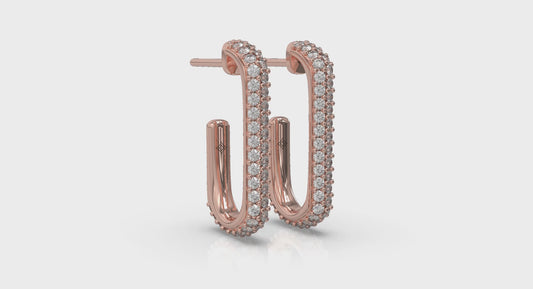 Diamond Elongated Hoop Earrings