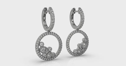 Pavé Halo and Bezel Set Diamond Circle Earrings