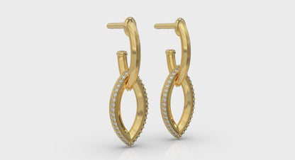 Open Navette Silhouette wtih Diamonds Earrings