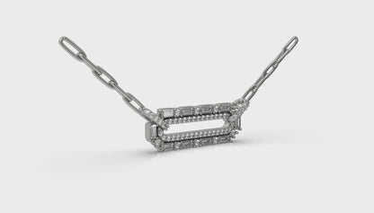 Diamond Baguette Double Row Link Necklace