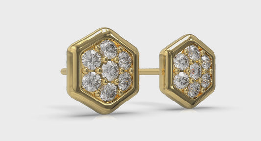 Diamond Cluster Honeycomb Stud Earrings