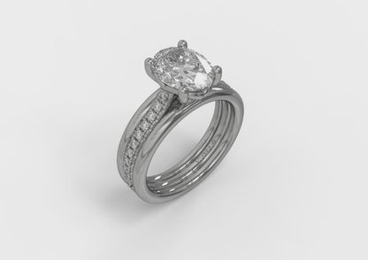 Matching Band for Triple Band Pave Oval Engagement Ring