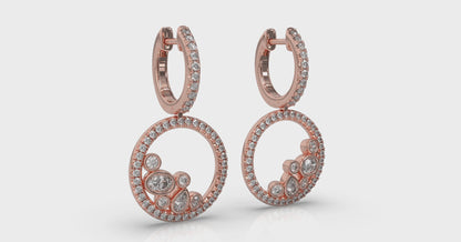 Pavé Halo and Bezel Set Diamond Circle Earrings