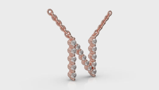 Diamond Alphabet Pendant Necklace, N