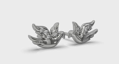 Diamond Dove Stud Earrings