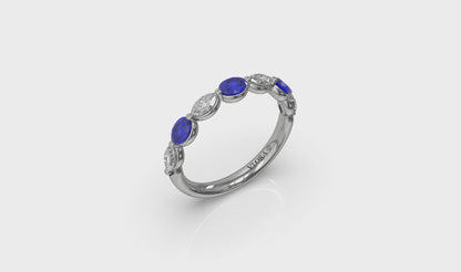 Sapphire and Diamond Stackable Band