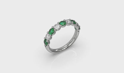 Classic Emerald and Diamond Stackable Band