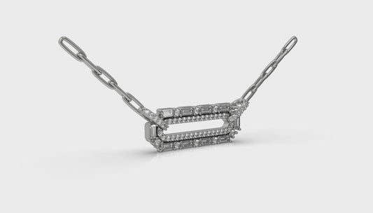 Diamond Baguette Double Row Link Necklace