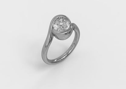 Modern Swirl Bezel Engagement Ring