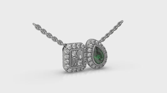 Diamond and Emerald Toi et Moi Pendant