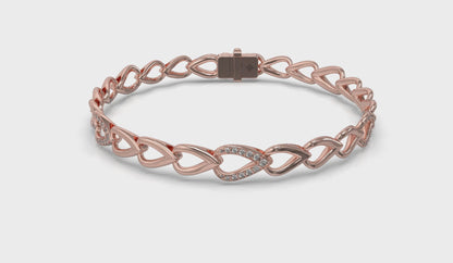 Diamond Open Tear Drop and Multi Tear Drop Link Bracelet