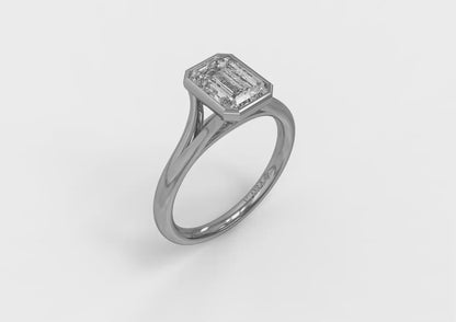 Signature Solitaire Emerald Cut Bezel Engagement Ring