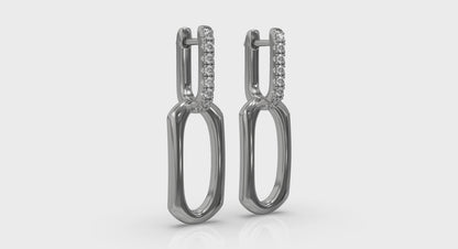Diamond Accent North South Open Oval Pendant Link Earrings