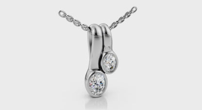 Bezel‑set Oval Diamond Double‑Drop Necklace