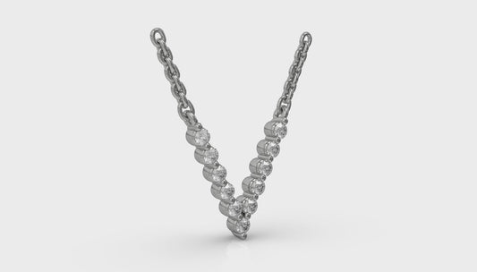 Diamond Alphabet Pendant Necklace, V