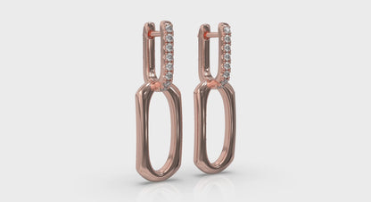 Diamond Accent North South Open Oval Pendant Link Earrings