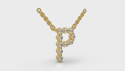 Diamond Alphabet Pendant Necklace, P