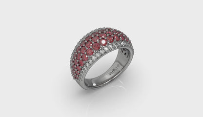 Diamond and Ruby Multi-Row Statement Ring