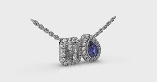 Diamond and Sapphire Toi et Moi Pendant
