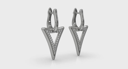 Diamond Open Double Trinity Huggie Earrings