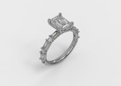Daring Deco Emerald Cut Engagement Ring