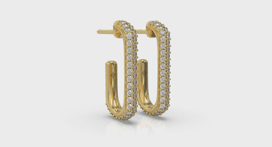Diamond Elongated Hoop Earrings