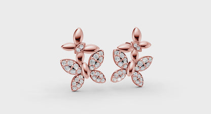 Double Butterfly Diamond Pavé Earrings