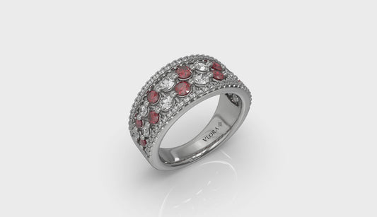 Diamond and Ruby Cluster Statement Ring