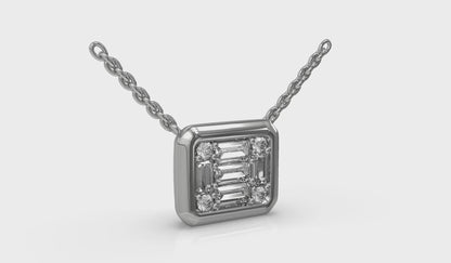 Multi Diamond Baguette Pendant Necklace