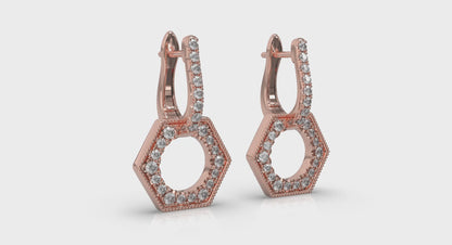 Diamond Open Honeycomb Drop Earrings
