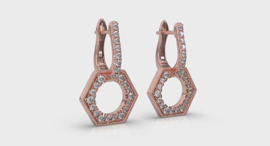 Diamond Open Honeycomb Drop Earrings