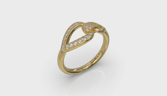 Diamond Open Tear Drop Link Ring