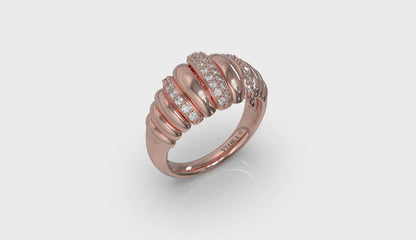 Sculpted Dome Triple Pavé Diamond Ring