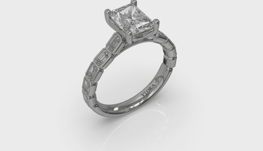 Bezeled Emerald Cut Engagement Ring