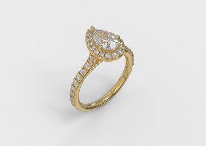 Pretty Pear Halo Engagement Ring