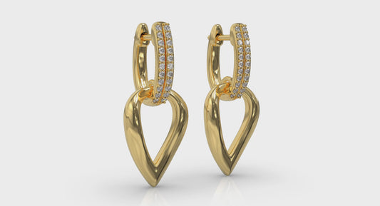 Diamond Accent Open Tear Drop Link Earrings