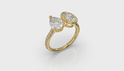 Duet Pear and Oval Two Stone Engagement Ring