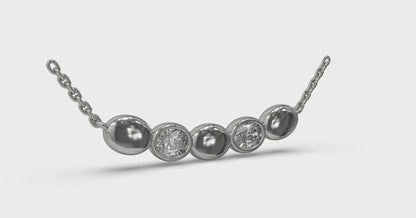 Contoured Gold and Diamond Pebble Necklace