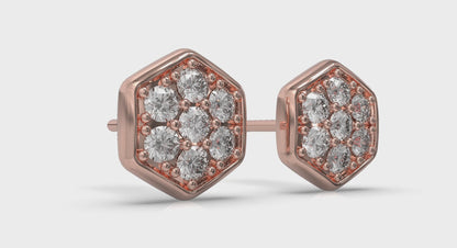 Diamond Cluster Honeycomb Stud Earrings